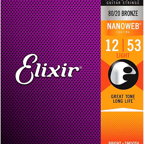Elixir 80/20 Bronze Nanoweb Acoustic Guitar Strings - Image 3